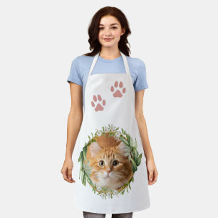 Cute Cat and Paw Prints Kitchen Apron – Cat Lover