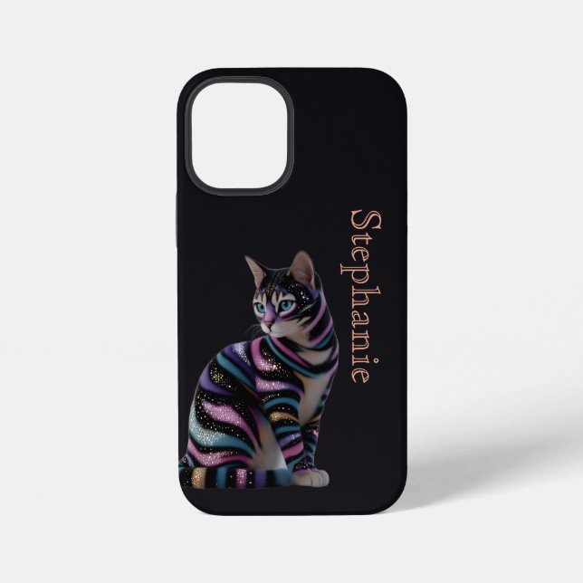 Cute Cat and Personalised Name Design iPhone Case (Back)