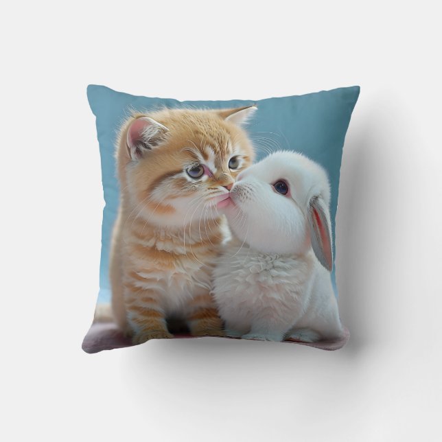 Cute cat and rabbit pillow cushion (Back)