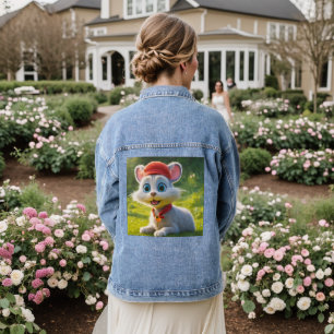 Cute Cat And Rat  Denim Jacket