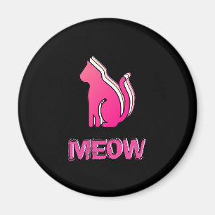 Cute Cat, Animal Coloured Pink, Abstract Pop Art Magnet