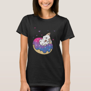 Cute Cat Animal Queer Bi Pride Bisexuality Doughnu T-Shirt