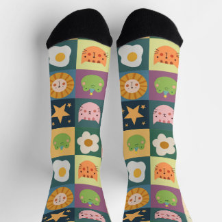 Cute Cat Animals Patcwork Socks
