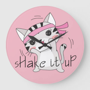 Cute Cat Animals Working Out Clock