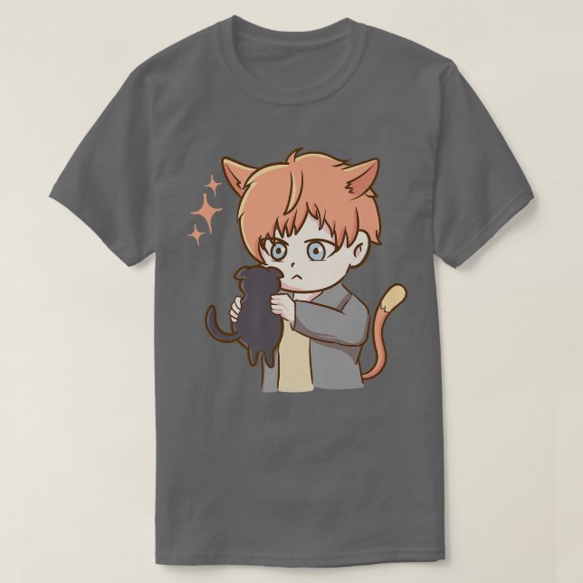 Cute Cat  Anime Otaku Girl Aesthetic Japan Culture T-Shirt (Design Front)