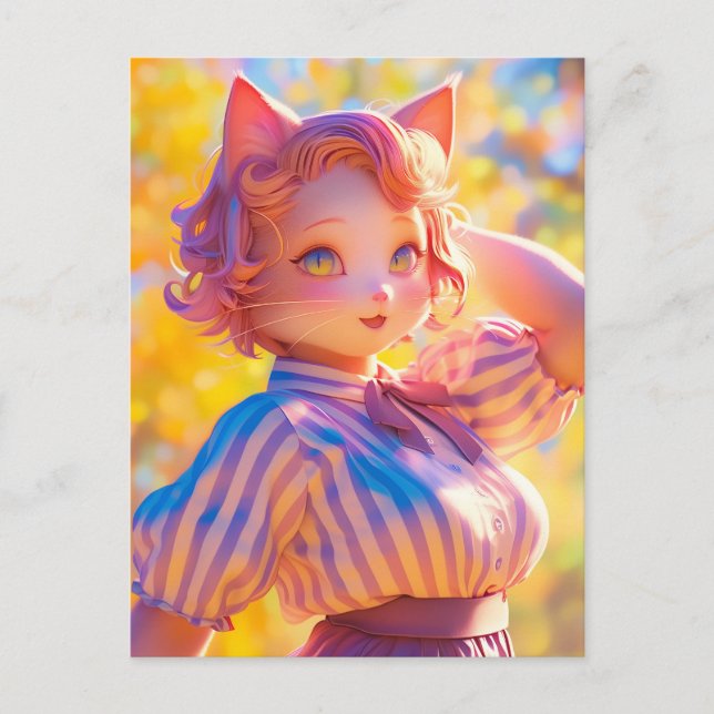 Cute Cat Anthro Postcard (Front)