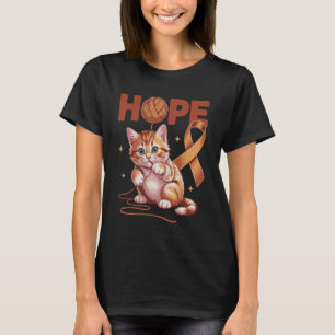 Cute Cat Appendix Cancer Awareness Orange Ribbon S T-Shirt