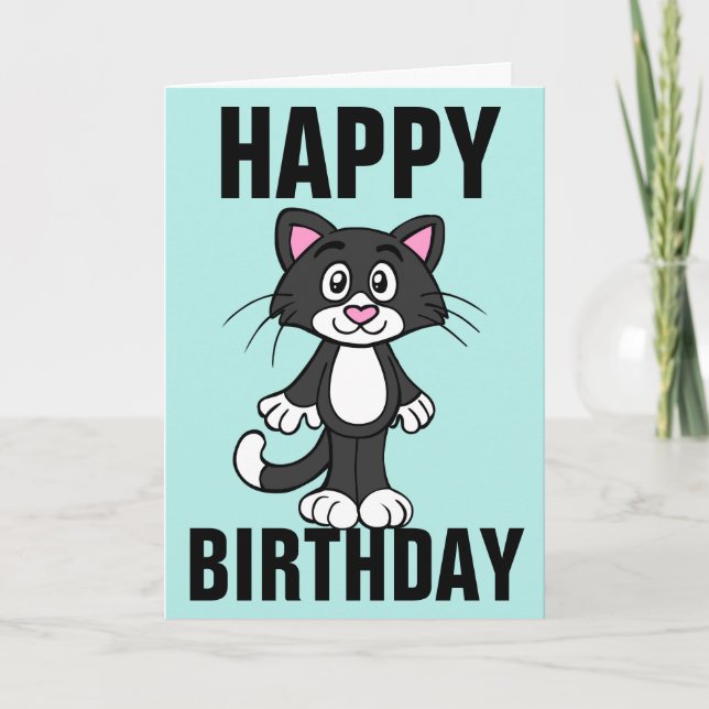 CUTE CAT ART BIRTHDAY GREETING CARD (Front)