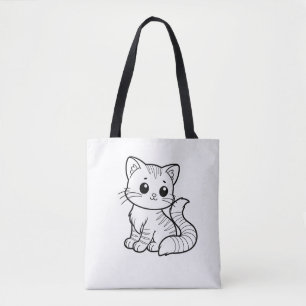 CUTE CAT ART DESIGN TOTE BAG