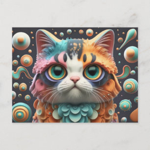 Cute Cat Art Kitten Funny Animal Cats Holiday Postcard