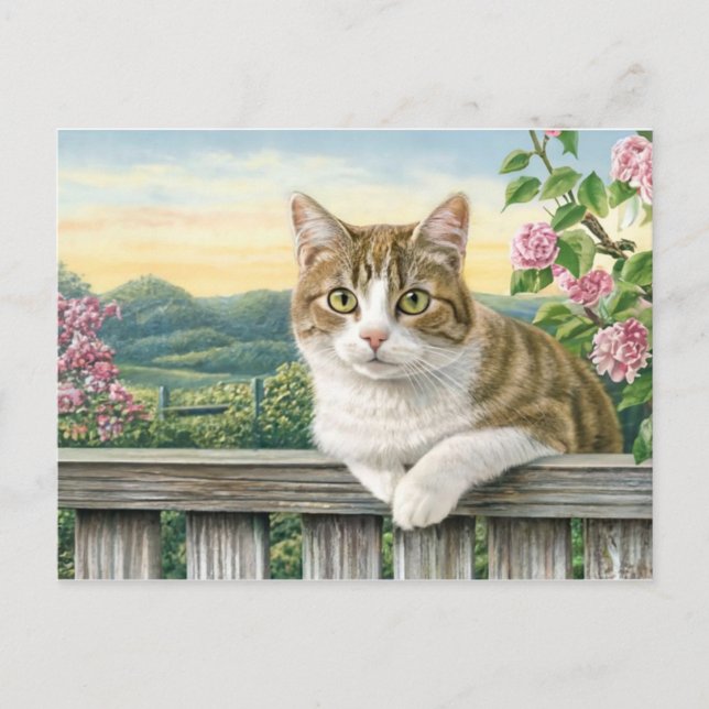 Cute Cat Art Kitten Funny Animal Cats Holiday Postcard (Front)