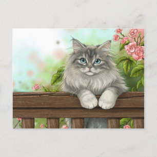 Cute Cat Art Kitten Funny Animal Cats Holiday Postcard