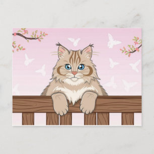 Cute Cat Art Kitten Funny Animal Cats Holiday Postcard
