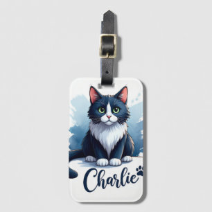 Cute Cat Artwork Luggage Tag – Gift for Pet Lovers