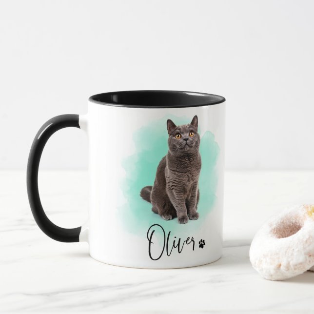 Cute Cat Artwork Mug – Gift for Animal Lovers (With Donut)