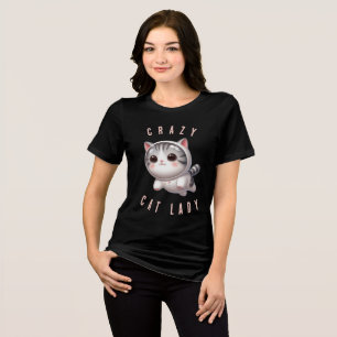 Cute Cat Astronaut Crazy Cat Lady Tri-Blend Shirt