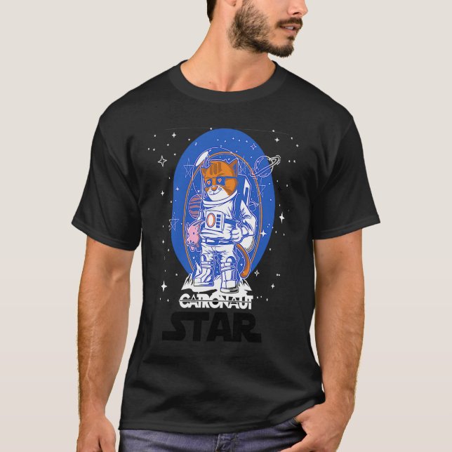 Cute Cat Astronaut Sticker T-Shirt (Front)