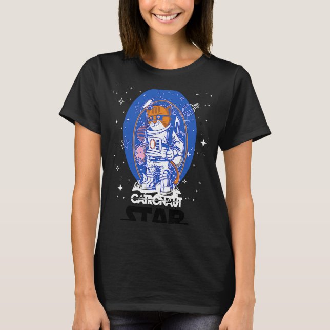 Cute Cat Astronaut Sticker T-Shirt (Front)