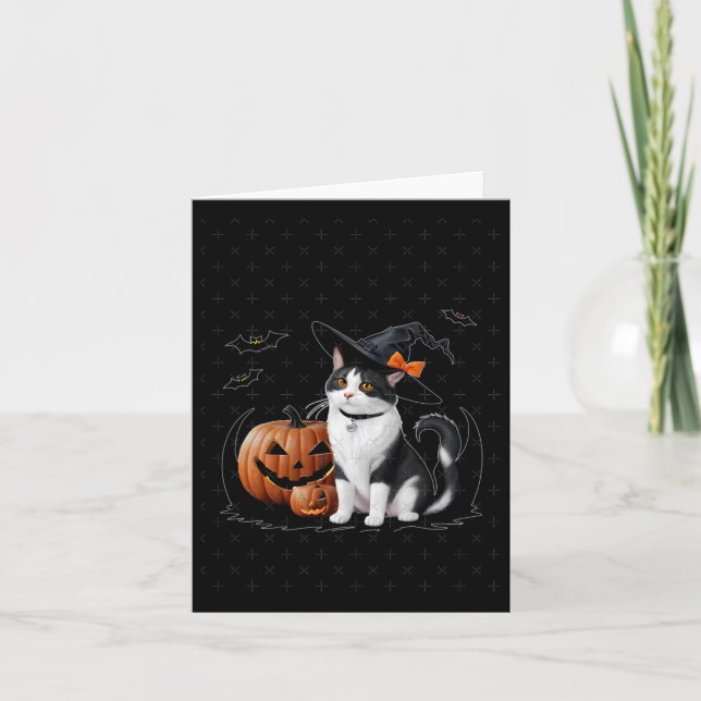 Cute Cat At Halloween Party Sticker  Card (Front)