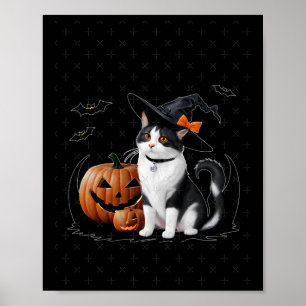 Cute Cat At Halloween Party Sticker  Poster