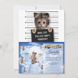 Cute cat bad boy invitation