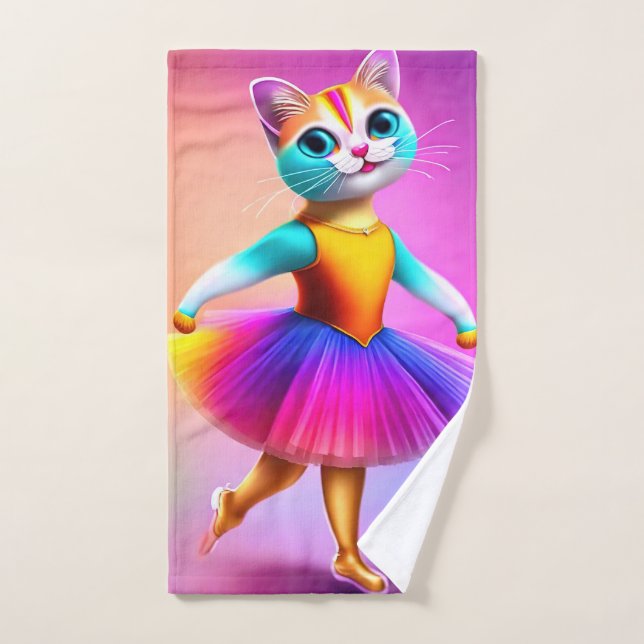 Cute cat ballerina hand towel (Hand Towel)