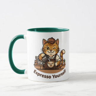 Cute Cat Barista Coffee Lover Kawaii Mug