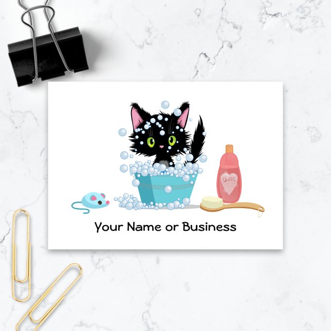 Cute Cat Bath Pet Grooming Business Card (Creator Uploaded)