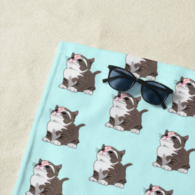 Cute Cat Beach Towel (In Situ)
