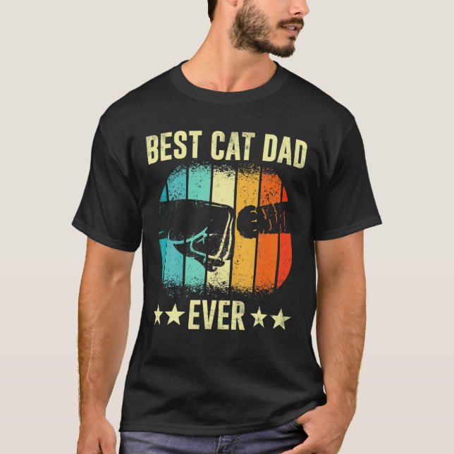 Cute Cat Best Cat Dad Ever Funny Gift T-Shirt (Front)
