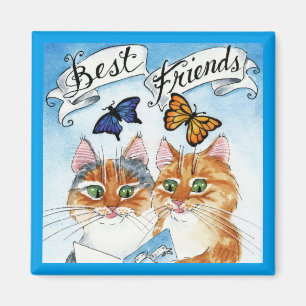 Cute cat best friends magnet