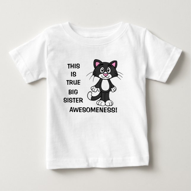 Cute Cat Big Sister Awesomeness Toddler Dress Baby T-Shirt (Front)