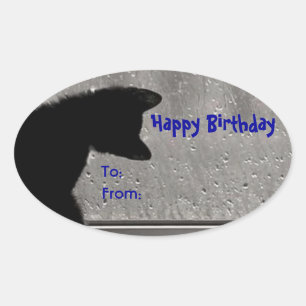 Cute Cat Birthday Gift Self-Stick Tags