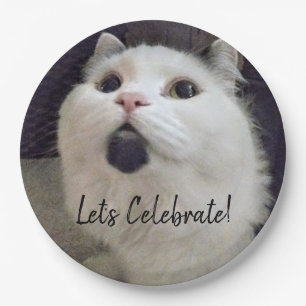 Cute Cat Birthday Party Custom Pet Photo Paper Plate