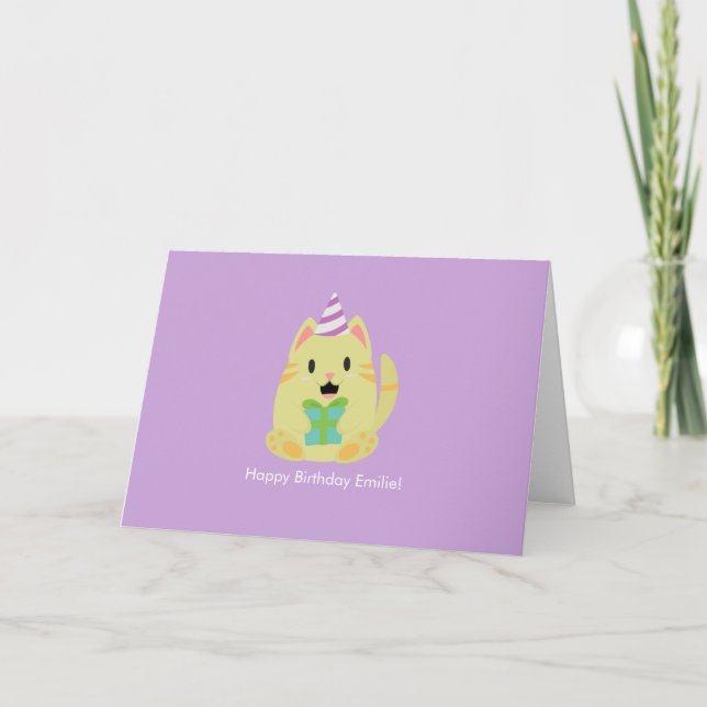 Cute Cat Birthday Thank You Card (Front)