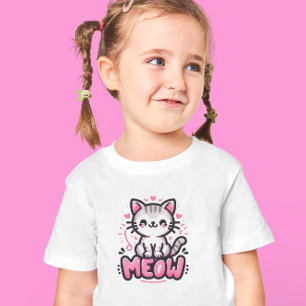Cute Cat Black and Pink Kid's T-Shirt