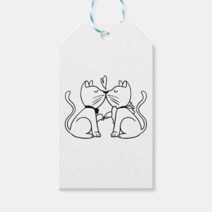 Cute Cat Black White Wedding Bridal Shower Party Gift Tags