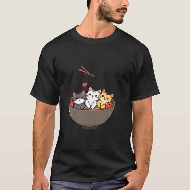 Cute Cat Bowl T-Shirt (Front)