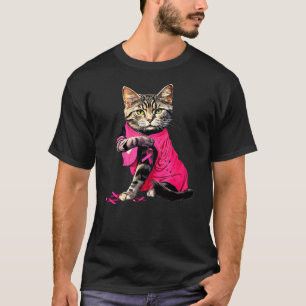 Cute Cat Breast Cancer Awareness Funny Cat Tattoo  T-Shirt