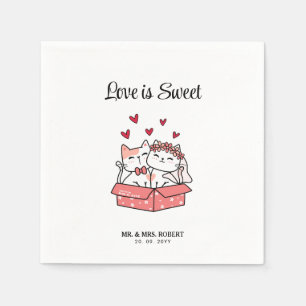 Cute Cat Bride And Groom Napkin