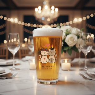 Cute Cat Bride And Groom Wedding  Glass