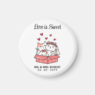 Cute Cat Bride And Groom Wedding  Magnet