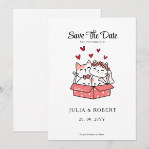 Cute Cat Bride And Groom Wedding Save The Date