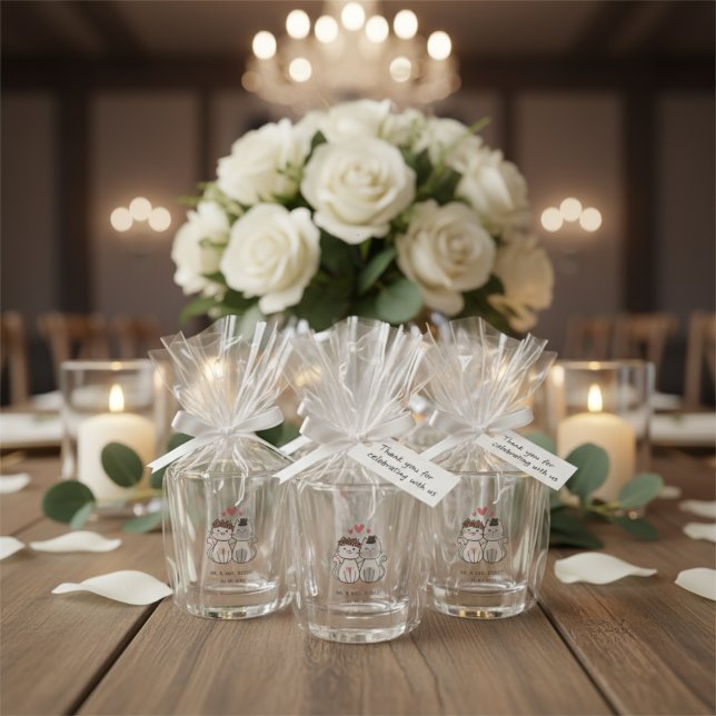 Cute Cat Bride And Groom Wedding  Shot Glass (Creator Uploaded)