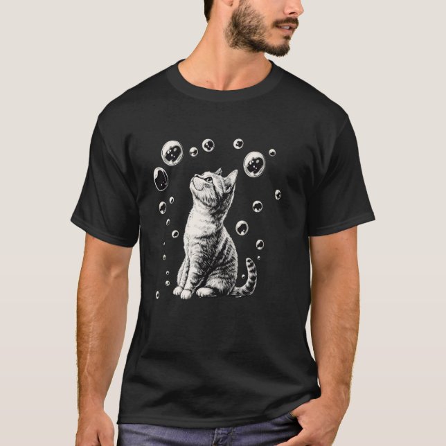 Cute Cat Bubbles T-Shirt (Front)