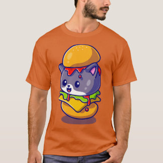 Cute Cat Burger Cartoon T-Shirt