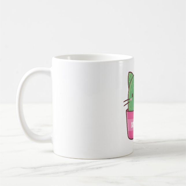 Cute Cat Cactus Plant Pun Coffee Mug (Left)