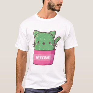 Cute Cat Cactus Plant Pun T-Shirt