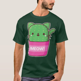 Cute Cat Cactus Plant T-Shirt