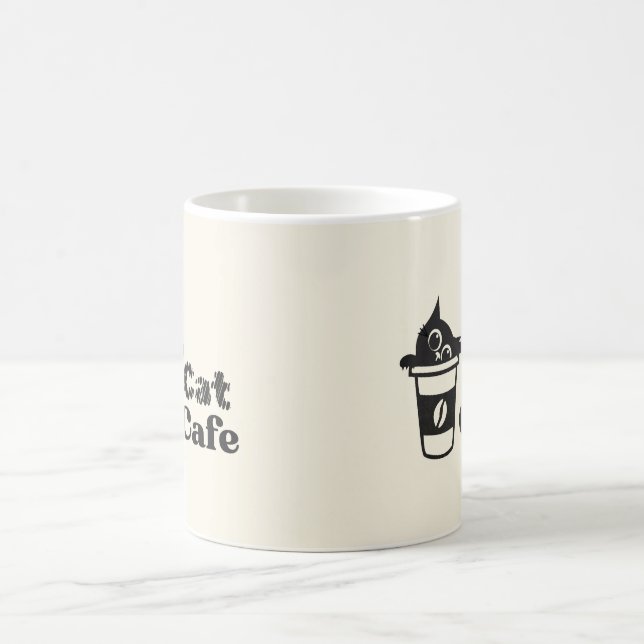 Cute Cat Cafe Minimalist Coffee Mug (Center)